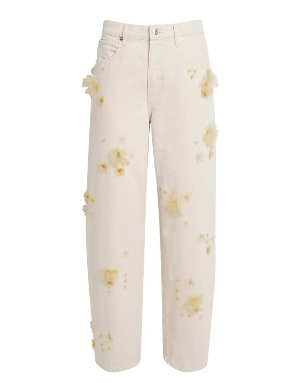 FRAME
Embellished Low-Slung Barrel Denim Jeans